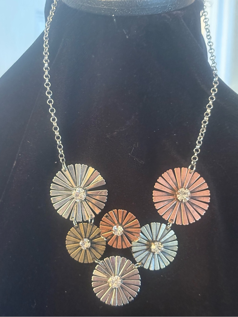 Multi-Tone Floral Medallion Necklace - Women Jewelry